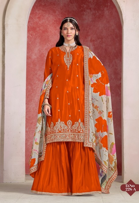 Fiery Grace suit in Sunset Orange”